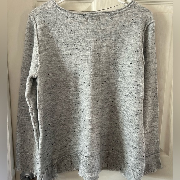 Style & Co Embroidered Fringed Sweater Heathered Gray Size Large - Picture 2 of 6